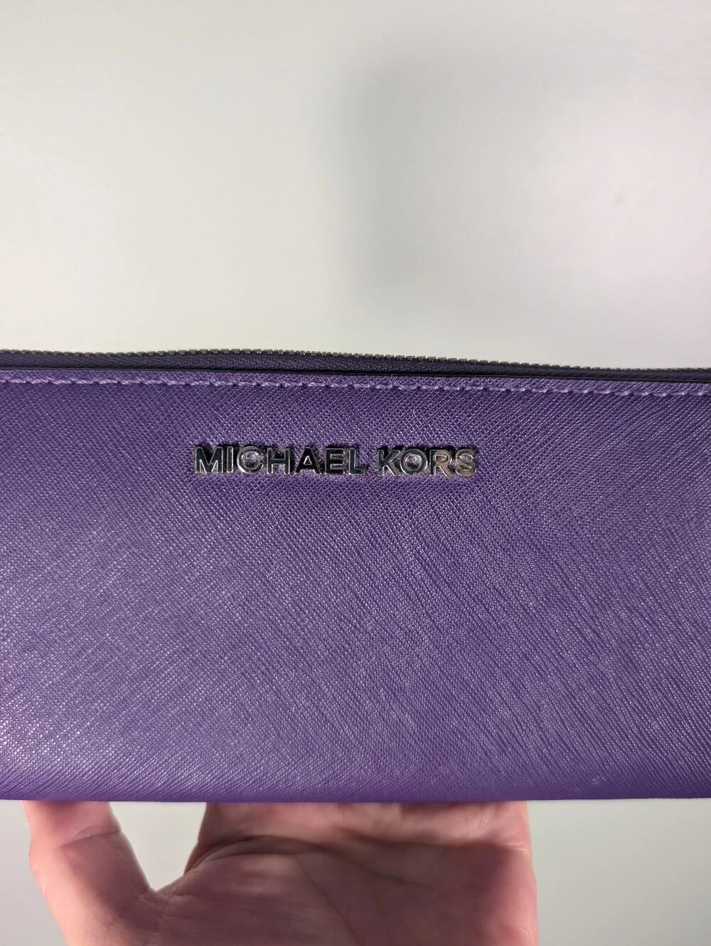 Michael Kors Purple Zip-Around Saffiano Leather Wallet